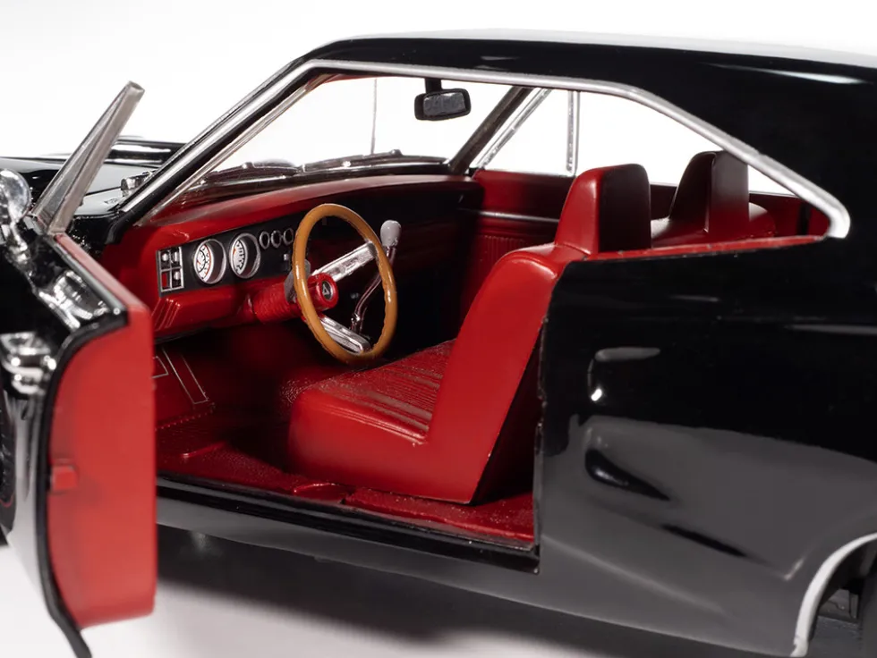 1969 Dodge Coronet Super Bee "Muscle Car & Corvette Nationals" (MCACN) Black with Red Interior "American Muscle" Series 1/18 Diecast Model Car by Auto World