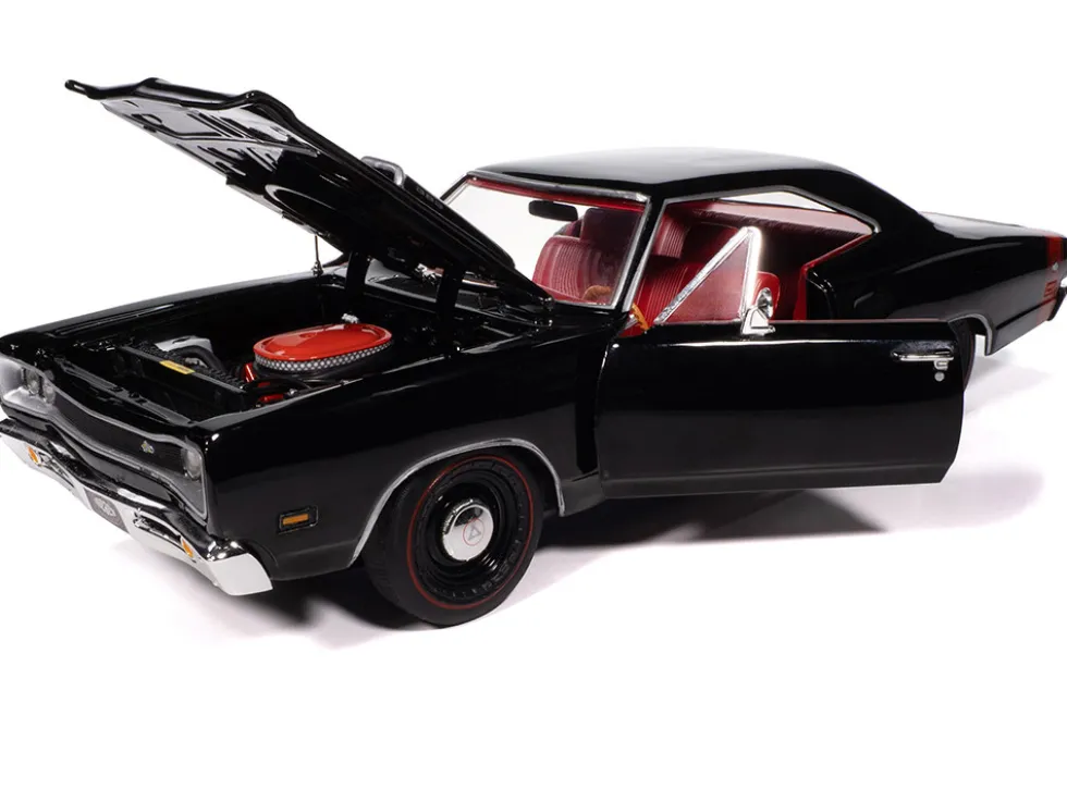 1969 Dodge Coronet Super Bee "Muscle Car & Corvette Nationals" (MCACN) Black with Red Interior "American Muscle" Series 1/18 Diecast Model Car by Auto World