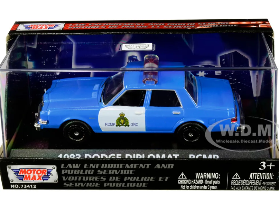 1983 Dodge Diplomat Royal Canadian Mounted Police RCMP Light Blue White 1/43 Diecast Model Car Motormax 79472