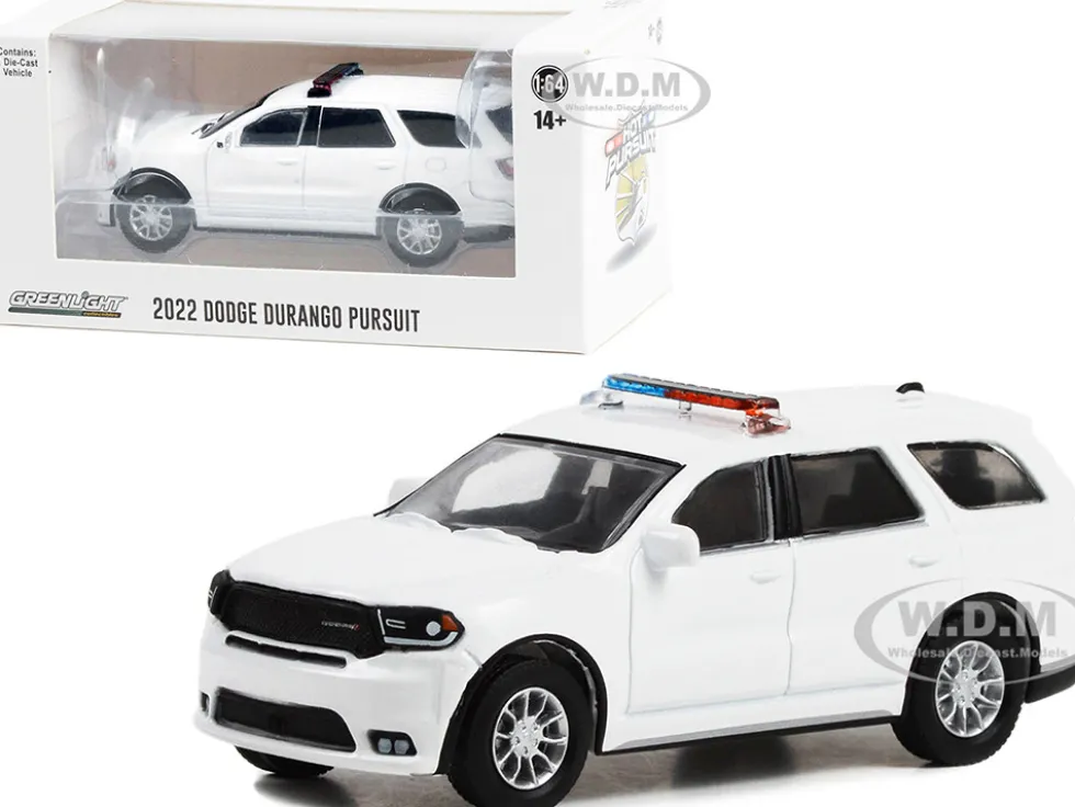 2022 Dodge Durango Pursuit Police Car White Light Bar Hot Pursuit Hobby Exclusive Series 1/64 Diecast Model Car Greenlight 43003