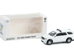 2022 Dodge Durango Pursuit Police Car White Light Bar Hot Pursuit Hobby Exclusive Series 1/64 Diecast Model Car Greenlight 43003
