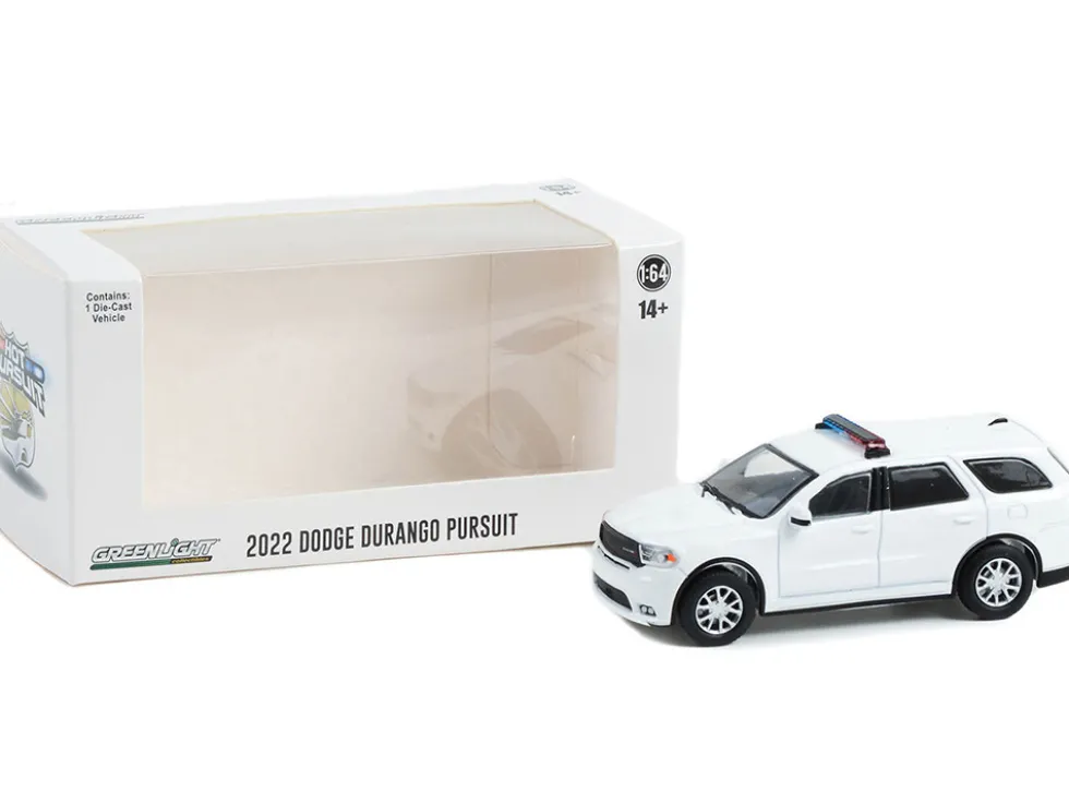 2022 Dodge Durango Pursuit Police Car White Light Bar Hot Pursuit Hobby Exclusive Series 1/64 Diecast Model Car Greenlight 43003