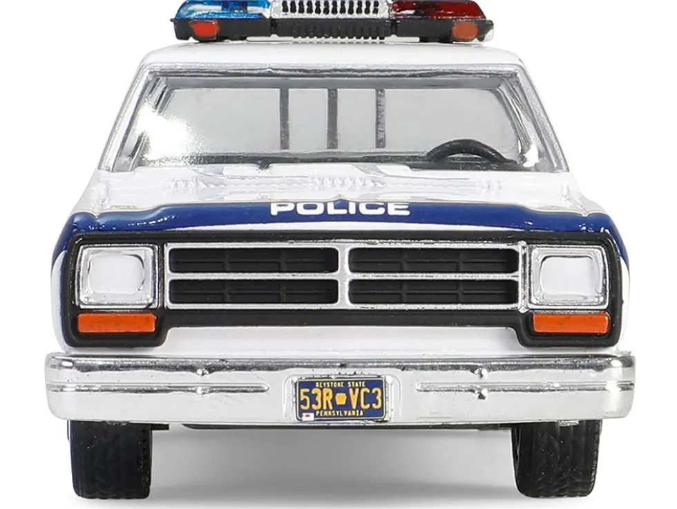 1990 Dodge Ram D250 Pickup Truck "Philadelphia, PA Police Department" White with Stripes and Utility Trailer "Hot Pursuit Hitch & Tow" Series 1 1/64 Diecast Model Cars by Greenlight