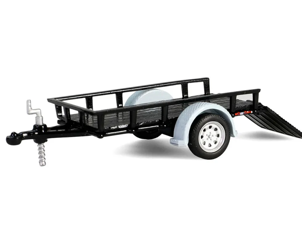 1990 Dodge Ram D250 Pickup Truck "Philadelphia, PA Police Department" White with Stripes and Utility Trailer "Hot Pursuit Hitch & Tow" Series 1 1/64 Diecast Model Cars by Greenlight