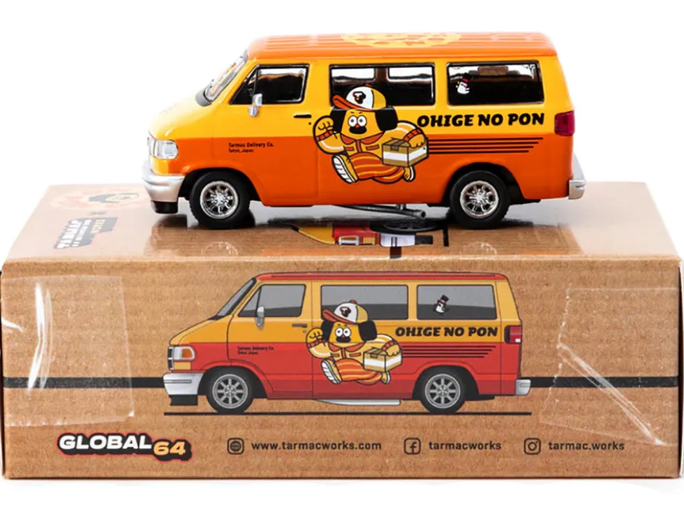 Dodge Van "Ohige no Pon" Orange Two-Tone "Global64" Series 1/64 Diecast Model by Tarmac Works