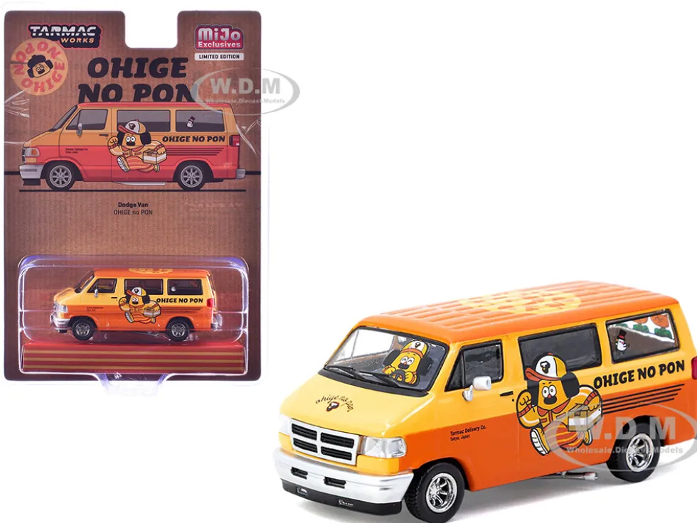 Dodge Van "Ohige no Pon" Orange Two-Tone "Global64" Series 1/64 Diecast Model by Tarmac Works