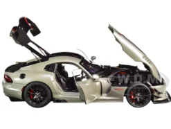 2017 Dodge Viper ACR Billet Silver Metallic Black Red Stripes 1/18 Model Car Autoart 71733