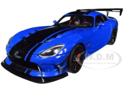 2017 Dodge Viper ACR Competition Blue Black Stripes 1/18 Model Car Autoart 71734