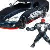 2008 Dodge Viper SRT10 Dark Gray Venom Diecast Figurine Spider Man Marvel Series 1/24 Diecast Model Car Jada 31750