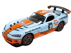 2008 Dodge Viper SRT10 #9 "Gulf Oil" Light Blue and Orange Limited Edition to 2496 pieces Worldwide 1/64 Diecast Model Car by Johnny Lightning