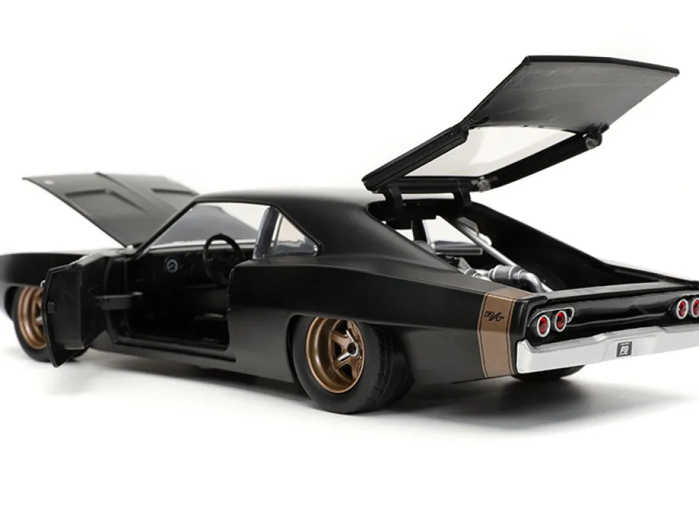 Dom's 1968 Dodge Charger Widebody Matt Black Fast & Furious 9 F9 2021 Movie 1/24 Diecast Model Car Jada 32614