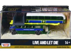 Double Decker Bus San Monique Transport Hitting Bridge Scene James Bond 007 Live and Let Die 1973 Movie with Display James Bond Collection Series Diecast Model Motormax 79825JB