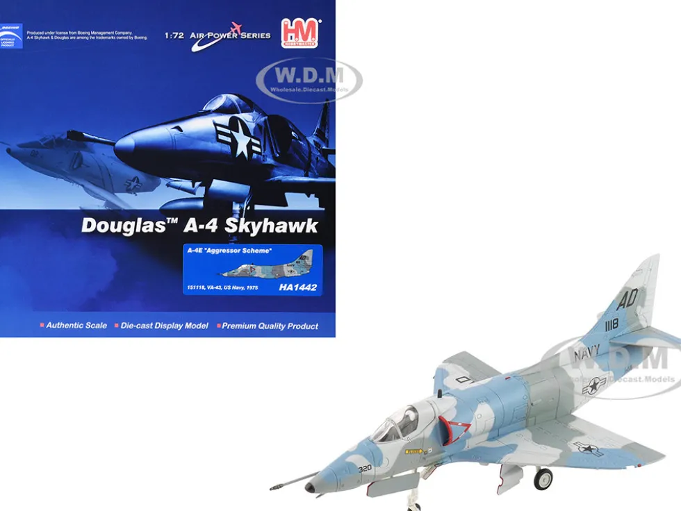 Douglas A-4E Skyhawk Aircraft "151118, Aggressor Scheme, VA-43" (1975) United States Navy "Air Power Series" 1/72 Diecast Model by Hobby Master