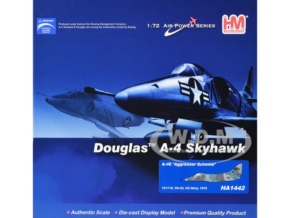 Douglas A-4E Skyhawk Aircraft "151118, Aggressor Scheme, VA-43" (1975) United States Navy "Air Power Series" 1/72 Diecast Model by Hobby Master