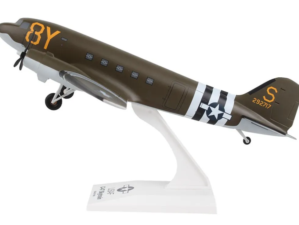 Douglas C-47 Skytrain Transport Aircraft "Stoy Hora, United States Army Air Forces" (292717) Olive Drab (Snap-Fit) 1/80 Plastic Model by Skymarks