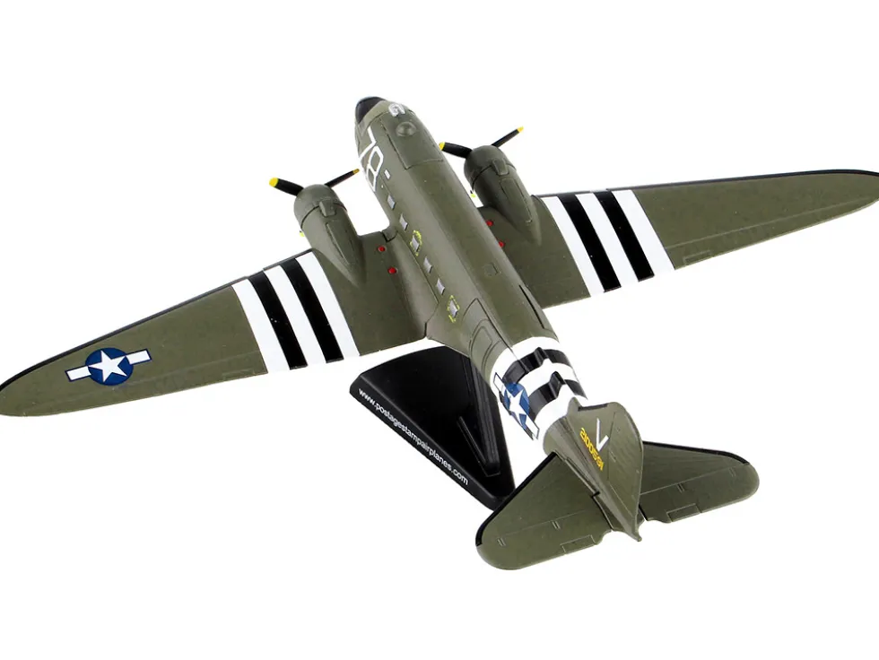 Douglas C 47 Skytrain Transport Aircraft Tico Belle 82nd Airborne Division D Day 1945 United States Army Air Forces 1/144 Diecast Model Airplane Postage Stamp PS5558-3