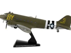 Douglas C 47 Skytrain Transport Aircraft Stoy Hora 440th Troop Carrier Group DDay 1945 United States Army Air Forces 1/144 Diecast Model Airplane Postage Stamp PS5558-2