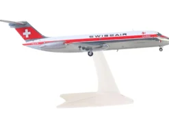 Douglas DC-9-30F Commercial Aircraft "Swissair" (HB-IFW) White with Red Stripes 1/200 Diecast Model Airplane by Herpa