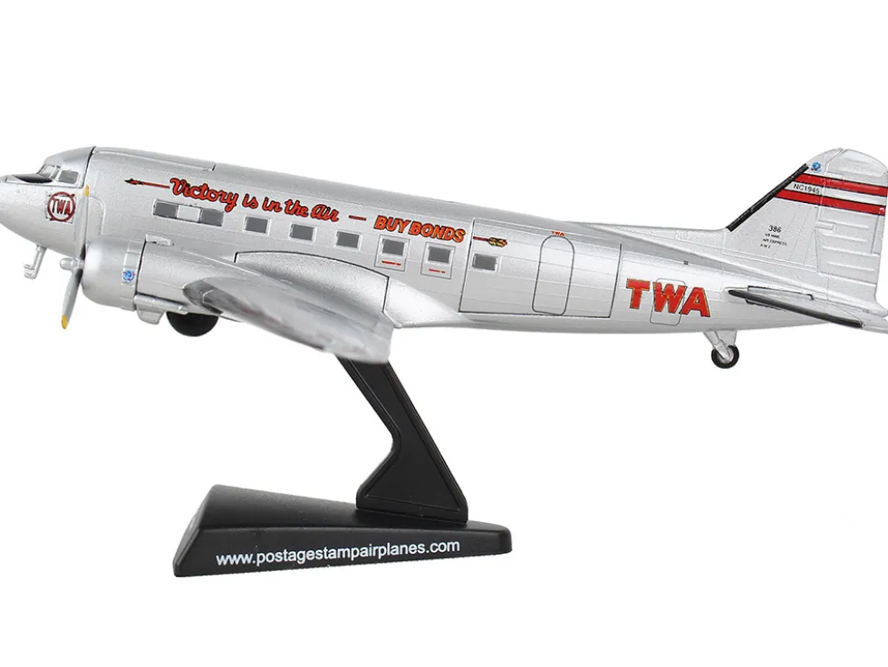 Douglas DC 3 Passenger Aircraft Trans World Airlines Victory is in the Air 1/144 Diecast Model Airplane Postage Stamp PS5559-4