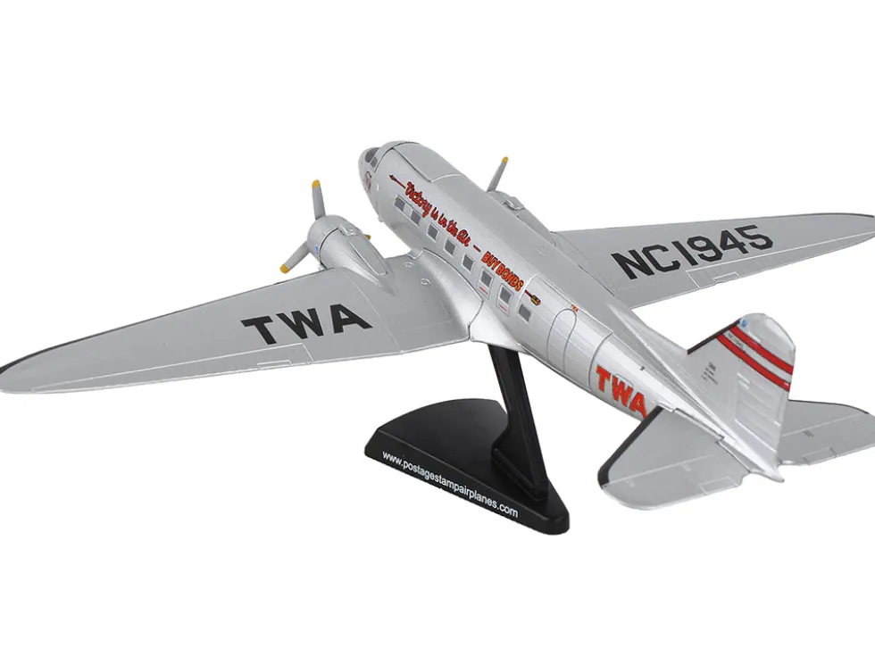 Douglas DC 3 Passenger Aircraft Trans World Airlines Victory is in the Air 1/144 Diecast Model Airplane Postage Stamp PS5559-4