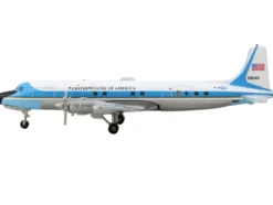 Douglas VC-118A Transport Aircraft "United States Air Force One, 1254th Air Transport Wing, Andrews Air Base" (53-3240) White with Blue Stripes 1/500 Diecast Model Airplane by Herpa