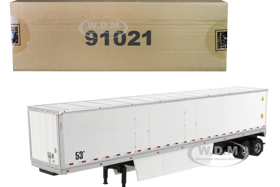 53' Dry Cargo Van Trailer White Transport Series 1/50 Diecast Model Diecast Masters 91021