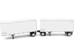 28' Dry Van Double Pup Trailers White Set of 2 pieces 1/87 (HO) Plastic Model Car by HO Logistics