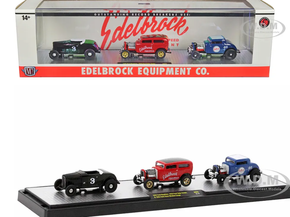Edelbrock Equipment Co Set of 3 Pieces Limited Edition to 2750 pieces Worldwide 1/64 Diecast Models M2 Machines 36000-HS02