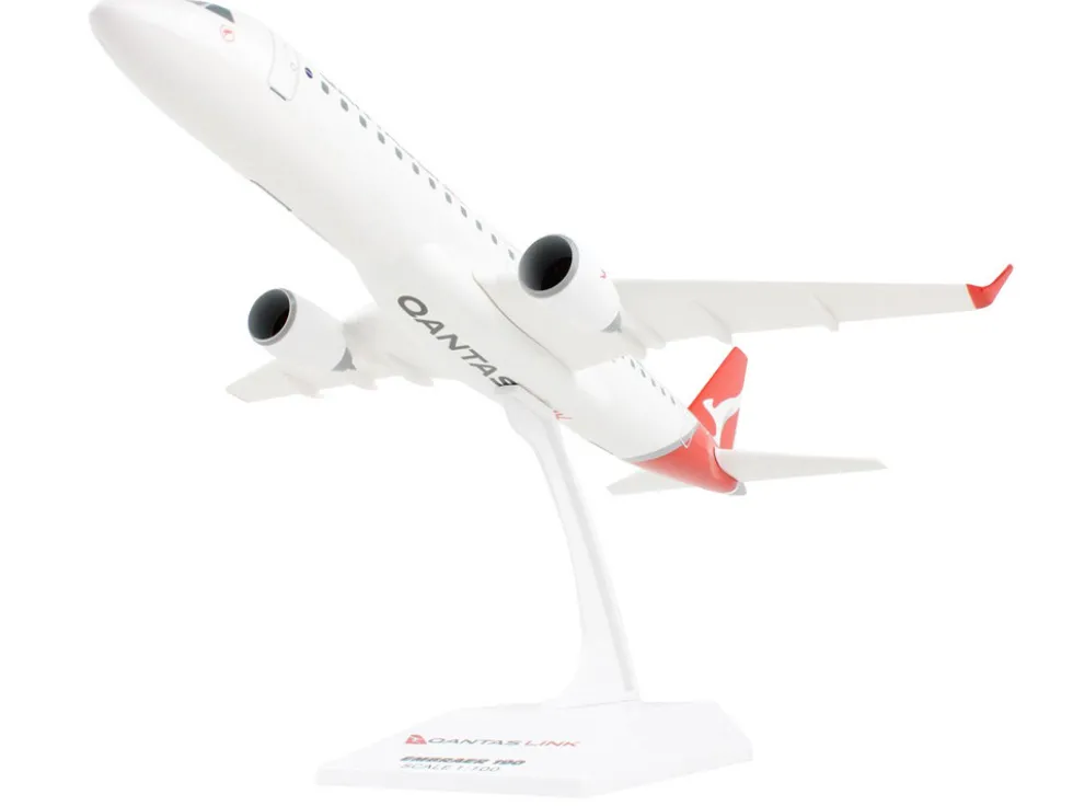 Embraer E190 Commercial Aircraft "QantasLink" (VH-UZD) White with Red Tail (Snap-Fit) 1/100 Plastic Model by Skymarks