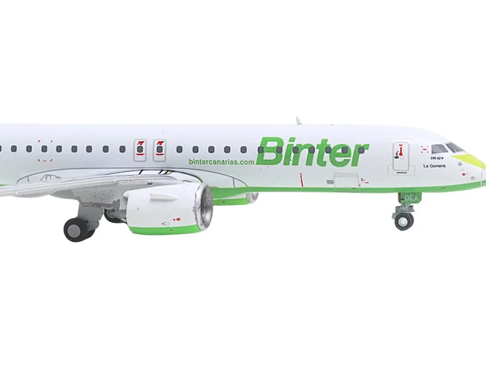 Embraer E195-E2 Commercial Aircraft "Binter Canarias" (EC-OEA) White with Green Tail Stripes Stripes 1/400 Diecast Model Airplane by GeminiJets