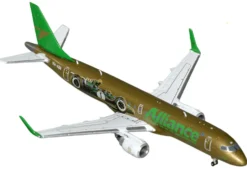 Embraer ERJ-190 Commercial Aircraft "Alliance Airlines - Sir Jack Brabham" (N7620U) Gold Metallic with Graphics 1/400 Diecast Model Airplane by GeminiJets