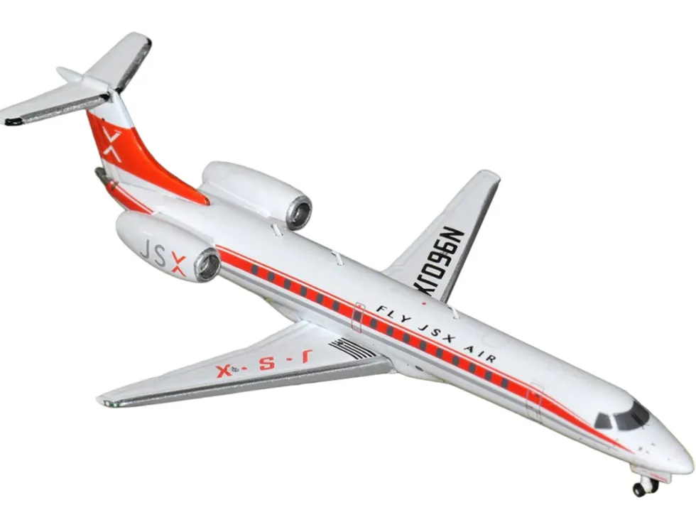 Embraer ERJ-145 Commercial Aircraft "JSX" (N960JX) White with Red Stripes and Tail 1/400 Diecast Model Airplane by GeminiJets