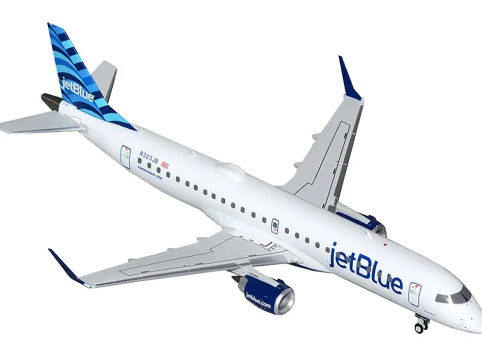 Embraer ERJ-190 Commercial Aircraft "JetBlue Airways" (N323JB) White with Blue Striped Tail "Gemini 200" Series 1/200 Diecast Model Airplane by GeminiJets