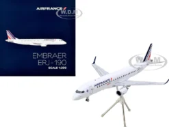 Embraer ERJ-190 Commercial Aircraft "Air France Hop" (F-HBLN) White with Striped Tail "Gemini 200" Series 1/200 Diecast Model Airplane by GeminiJets