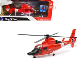 Eurocopter Dauphin HH 65C Helicopter Red United States Coast Guard Sky Pilot Series 1/48 Diecast Model New Ray 25903