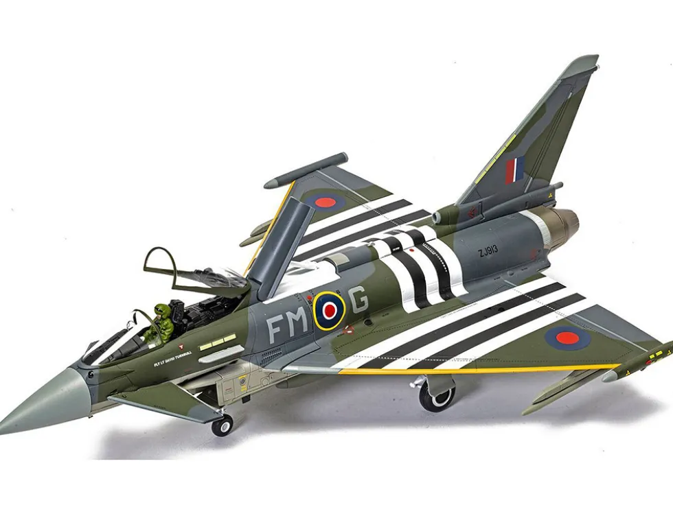 Eurofighter Typhoon FGR4 Fighter Aircraft "ZJ913 FM-G, Moggy, D-Day 80th Anniversary Display Scheme" (2024) Royal Air Force "The Aviation Archive" Series 1/48 Diecast Model by Corgi