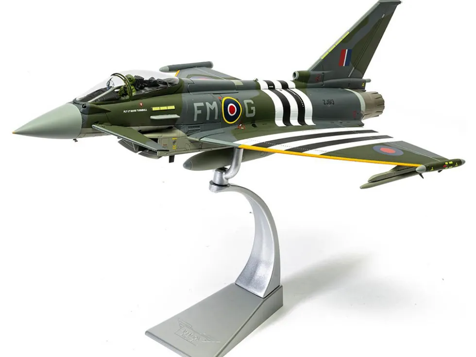 Eurofighter Typhoon FGR4 Fighter Aircraft "ZJ913 FM-G, Moggy, D-Day 80th Anniversary Display Scheme" (2024) Royal Air Force "The Aviation Archive" Series 1/48 Diecast Model by Corgi
