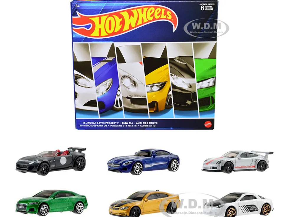European Theme 6 piece Set Diecast Model Cars Hot Wheels HGM12-9680C