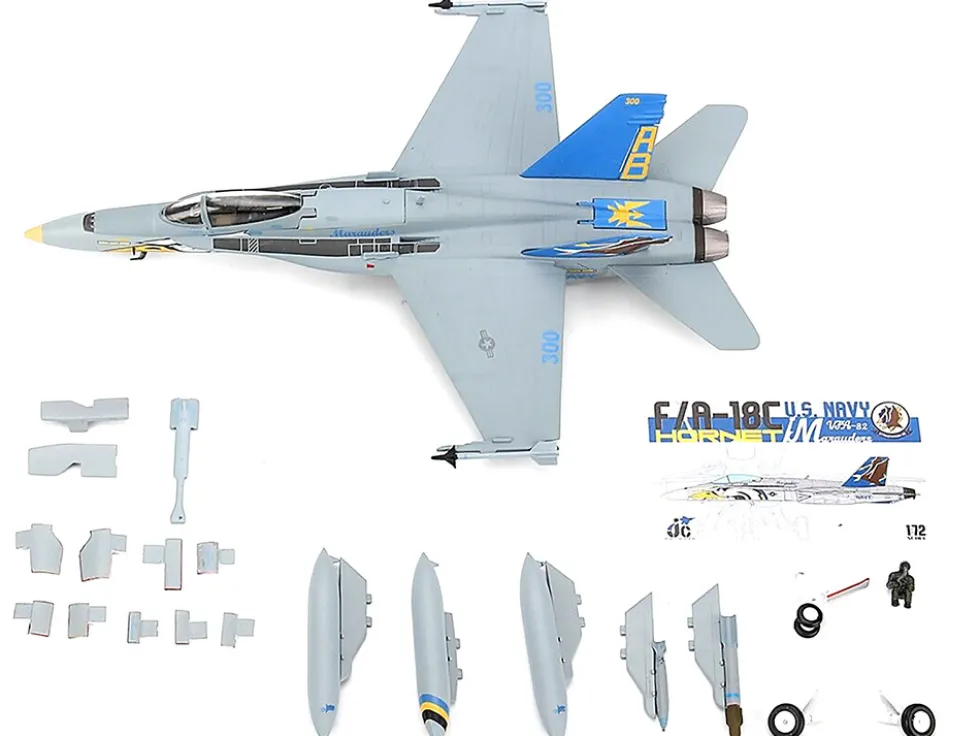 F/A-18C U.S. Navy Hornet Fighter Aircraft VFA-82 Marauders Display Stand Limited Edition 600 pieces Worldwide 1/72 Diecast Model JC Wings JCW-72-F18-014