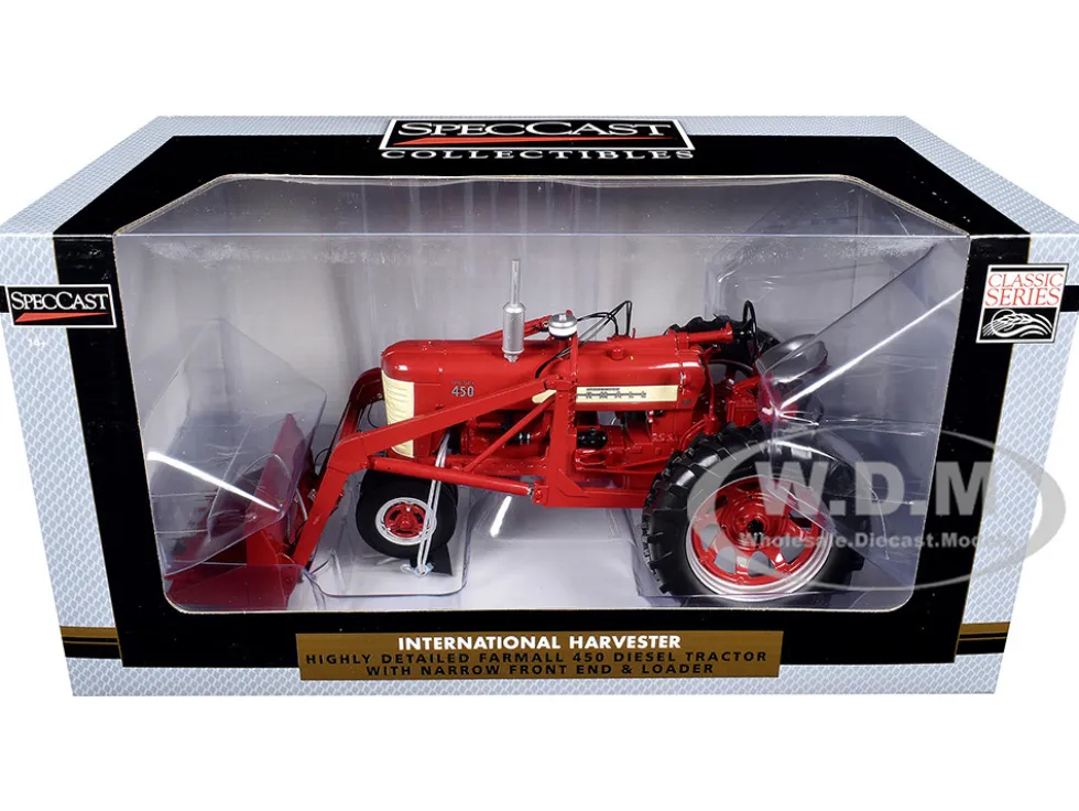 Farmall 450 Narrow Front Diesel Tractor with Loader Red "Classic Series" 1/16 Diecast Model by SpecCast