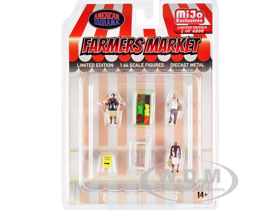 Farmers Market 6 piece Diecast Set 3 Figures 3 Accessories Limited Edition 4800 pieces Worldwide 1/64 Scale Models American Diorama AD-76501MJ