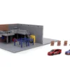 Fast & Furious Han's Garage Diorama with 2 Cars and Accessories "Nano Scene" Series 1/32 Model by Jada