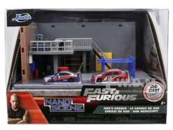 Fast & Furious Han's Garage Diorama with 2 Cars and Accessories