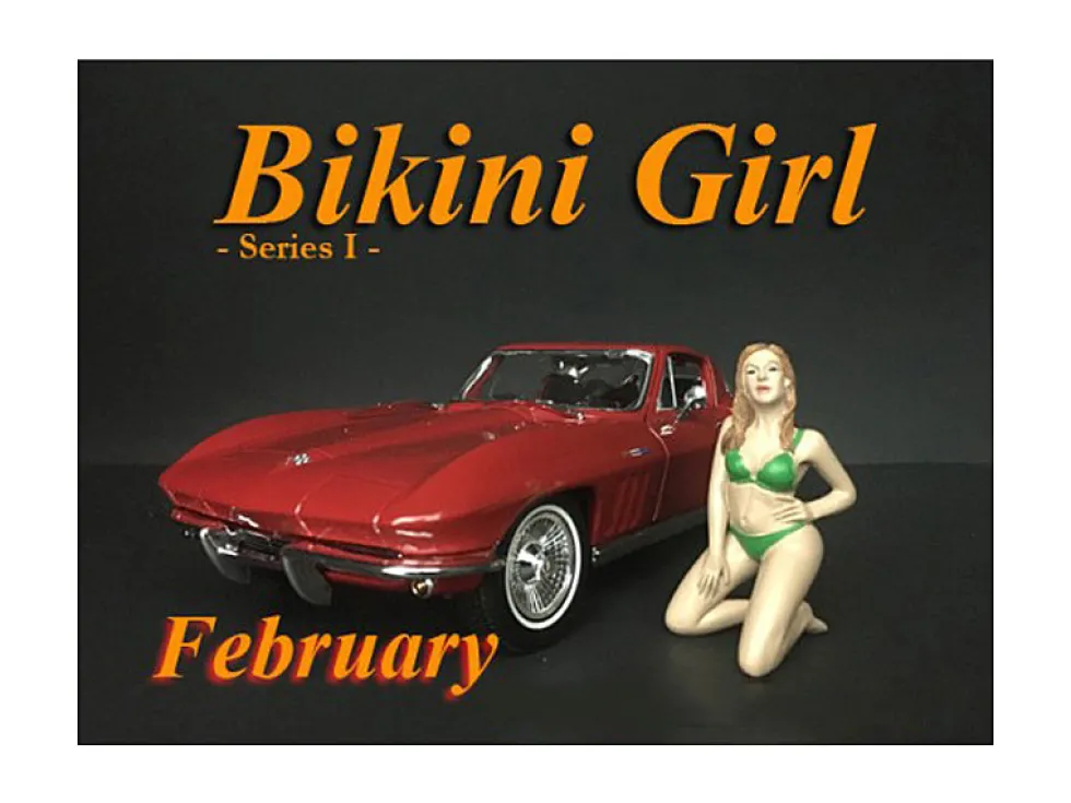 February Bikini Calendar Girl Figure 1/24 Scale Models American Diorama 38266