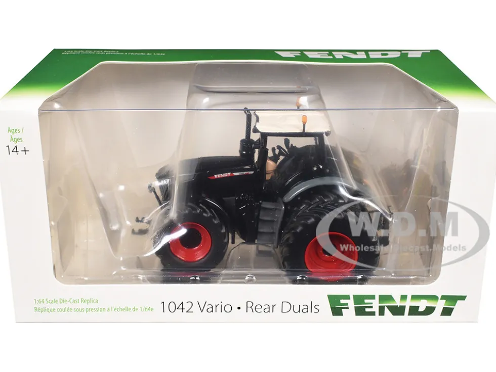 Fendt 1042 Vario Tractor with Front and Rear Dual Wheels Black with White Top 1/64 Diecast Model by SpecCast