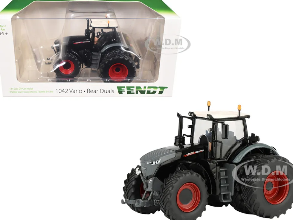 Fendt 1042 Vario Tractor with Front and Rear Dual Wheels Black with White Top 1/64 Diecast Model by SpecCast