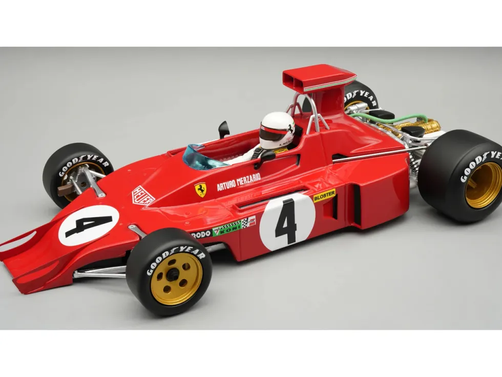 Ferrari 312B3-73 #4 Arturo Merzario Formula One F1 "United States GP" (1973) "Mythos Series" with Driver Figure and Display Case Limited Edition to 35 pieces Worldwide 1/18 Model Car by Tecnomodel