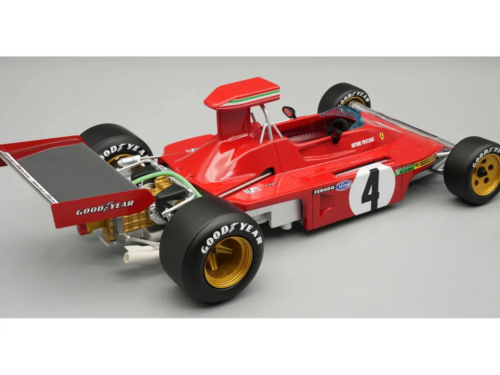 Ferrari 312B3-73 (Broke Nose) #4 Arturo Merzario Formula One F1 "Canadian GP" (1973) "Mythos Series" with Display Case Limited Edition to 50 pieces Worldwide 1/18 Model Car by Tecnomodel