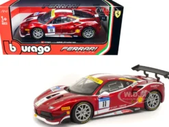 Ferrari 488 Challenge #11 Candy Red White Stripes Ferrari Racing 1/24 Diecast Model Car Bburago 26308