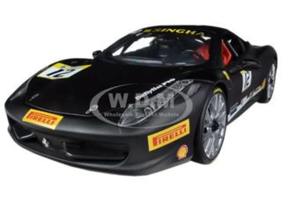 Ferrari 458 Challenge Matt Black #12 1/18 Diecast Car Model Hot Wheels BCT90